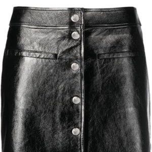 Maje Shiny Black Leather Mini Skirt size 38 NWT